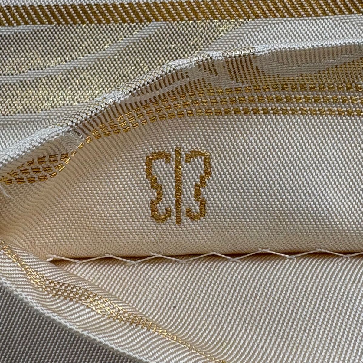 袋帯 秀品 川島織物 落款 花唐草 箔 ベージュ 六通 正絹 【中古