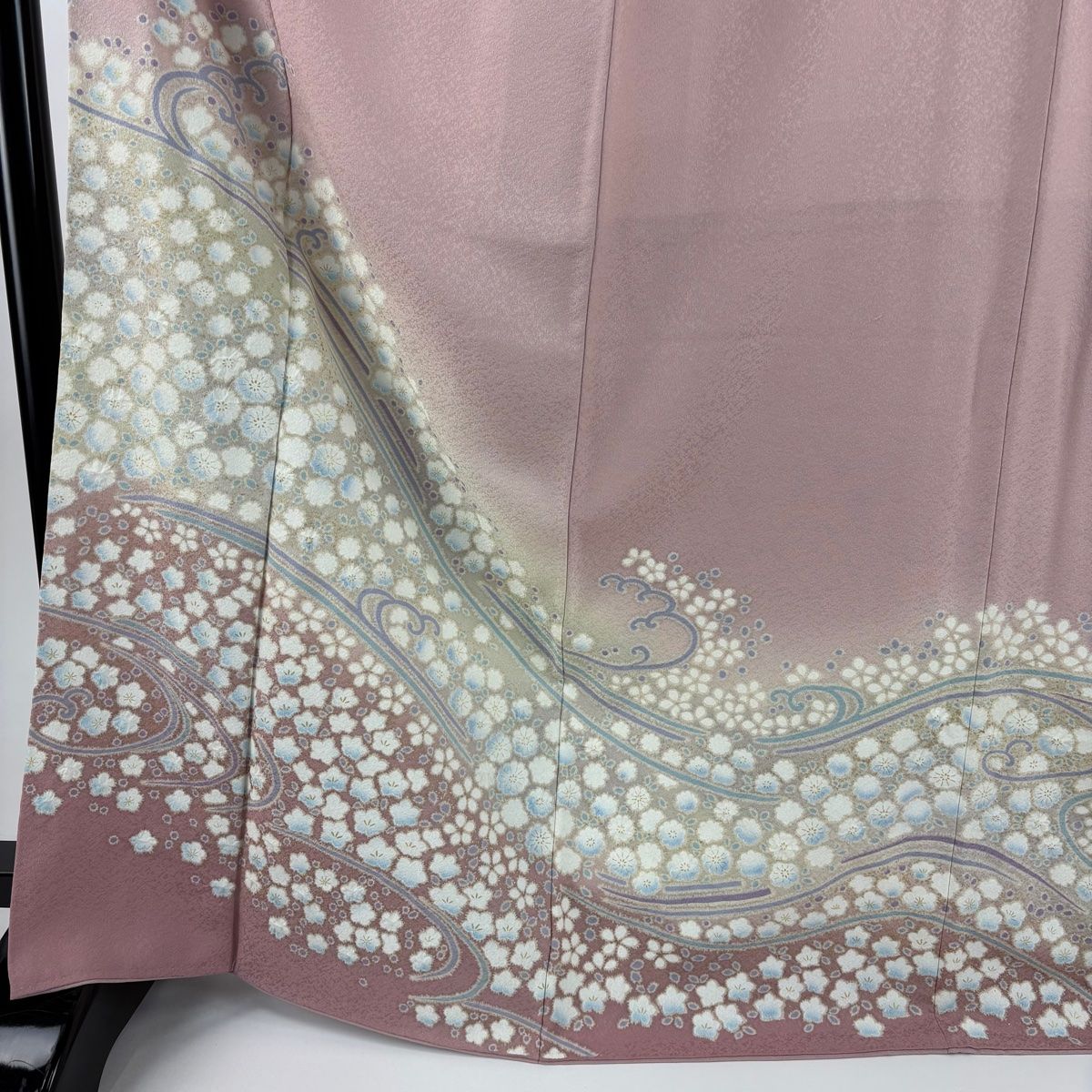 訪問着 身丈168.5cm 裄丈68cm L 袷 袋帯セット 梅 波 金彩 絞り ピンク