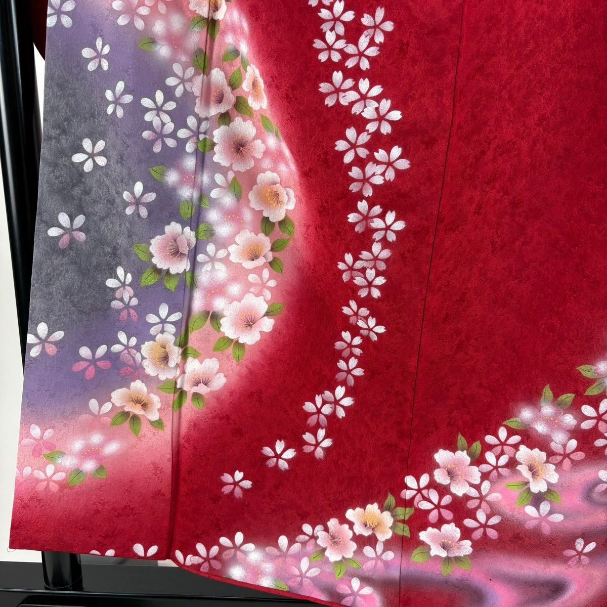 美品】 振袖 身丈157cm 裄丈68cm L 袷 袋帯フルセット 桜 流水 ぼかし 