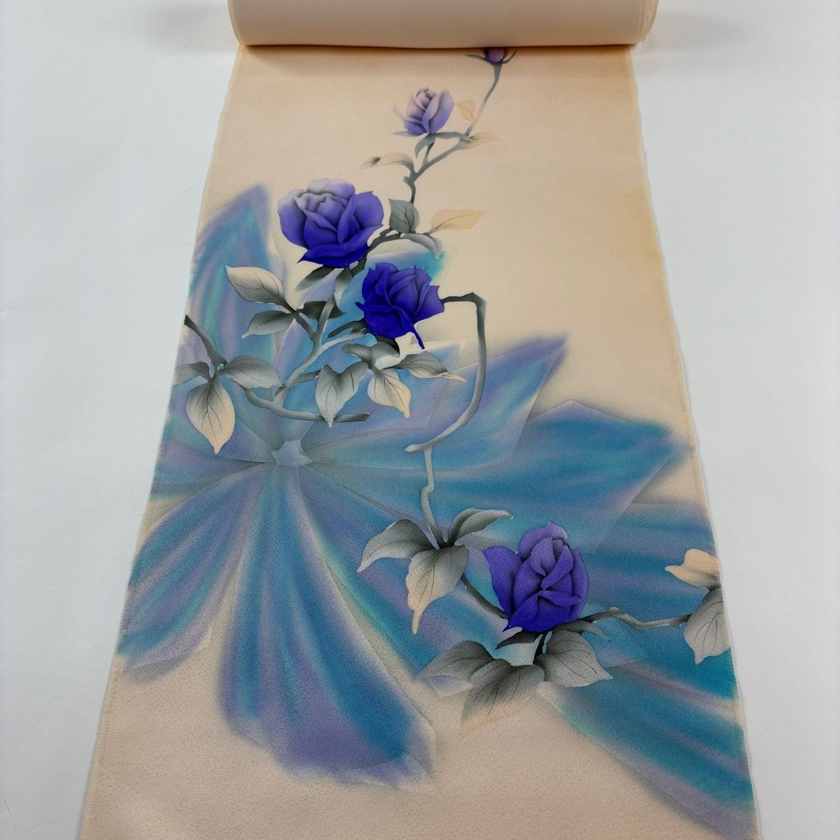 反物 秀品 付下げ 薔薇 ベージュ 正絹