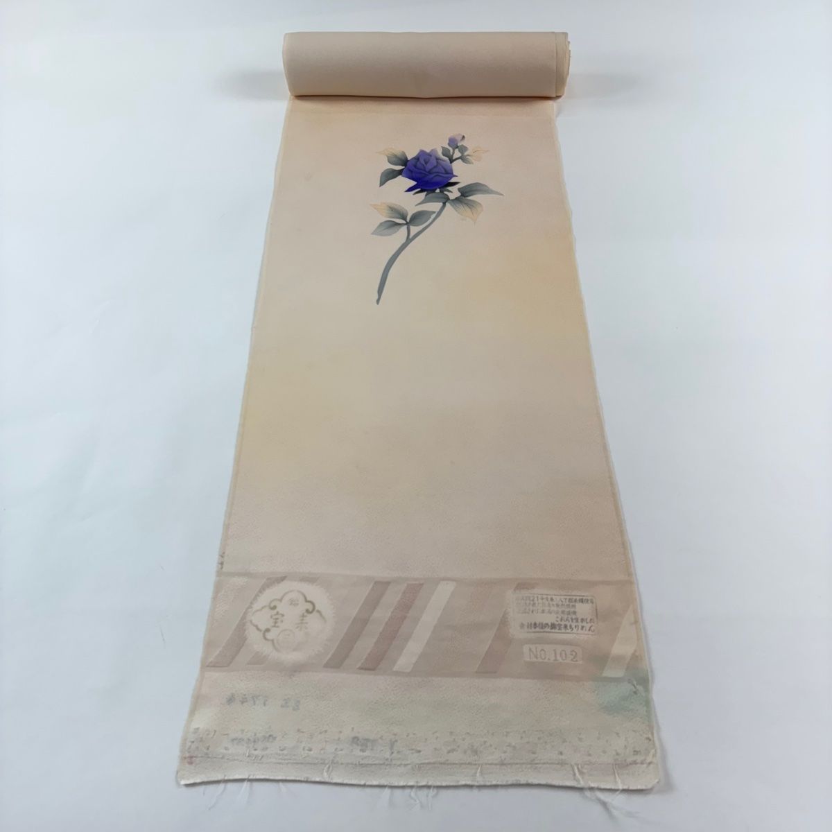 反物 秀品 付下げ 薔薇 ベージュ 正絹