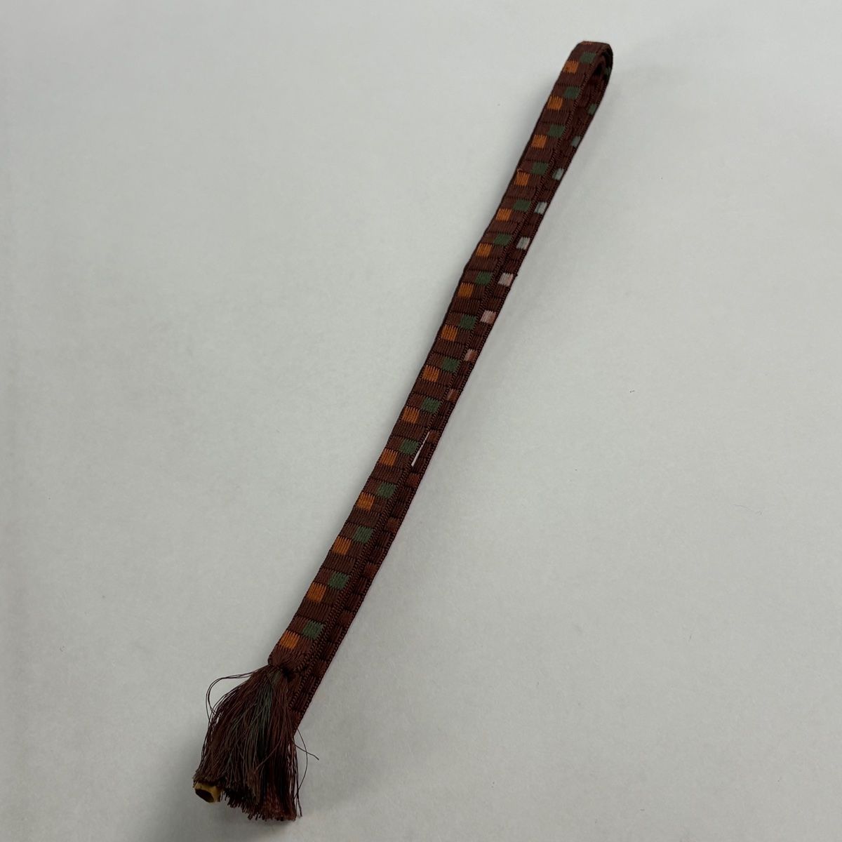 帯締め 無形文化財 五嶋紐 江戸組紐 市松 赤茶 正絹 和装小物