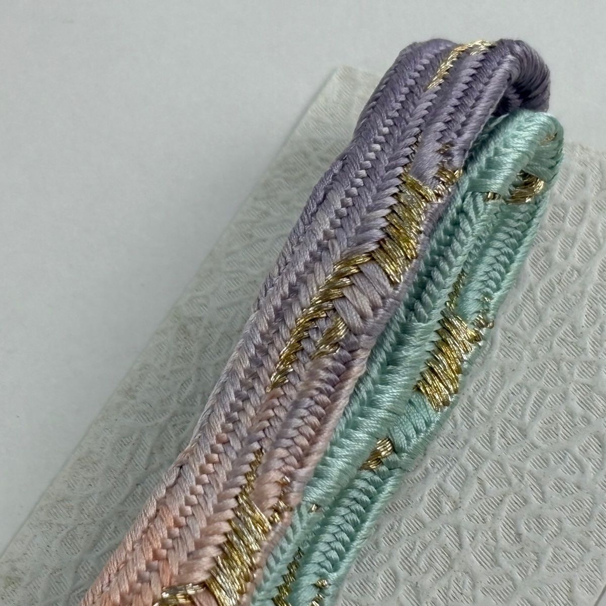  帯締め 名品 無形文化財 五嶋紐 江戸組紐 金銀糸 薄緑 正絹 和装小物 帯締め 帯留め 帯飾り