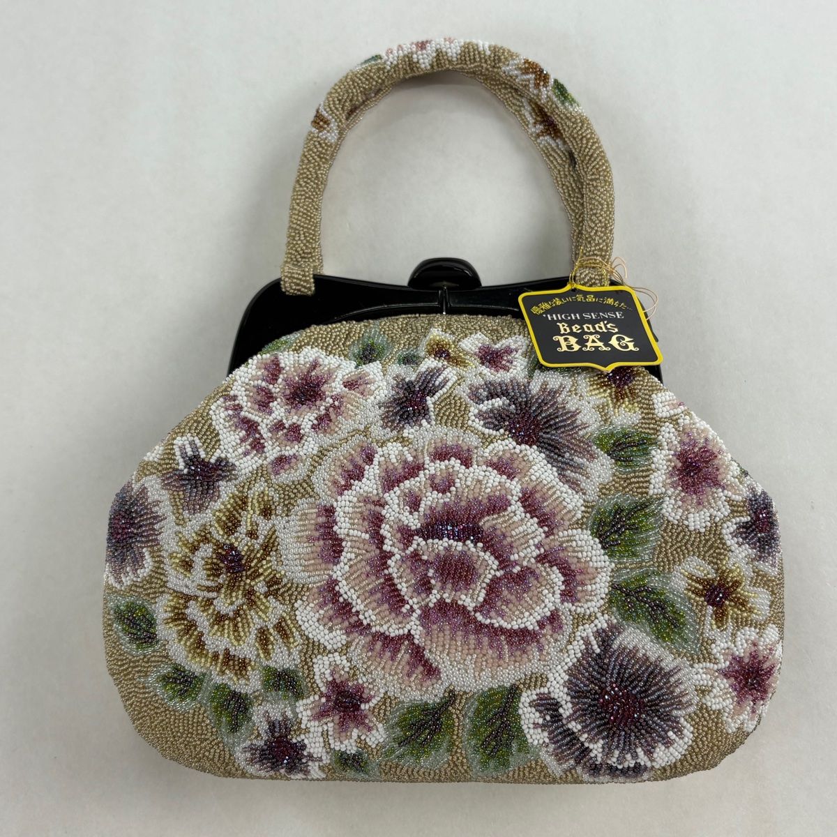 美品】 和装バッグ 名品 ビーズバッグ フォーマル 牡丹 ビーズ