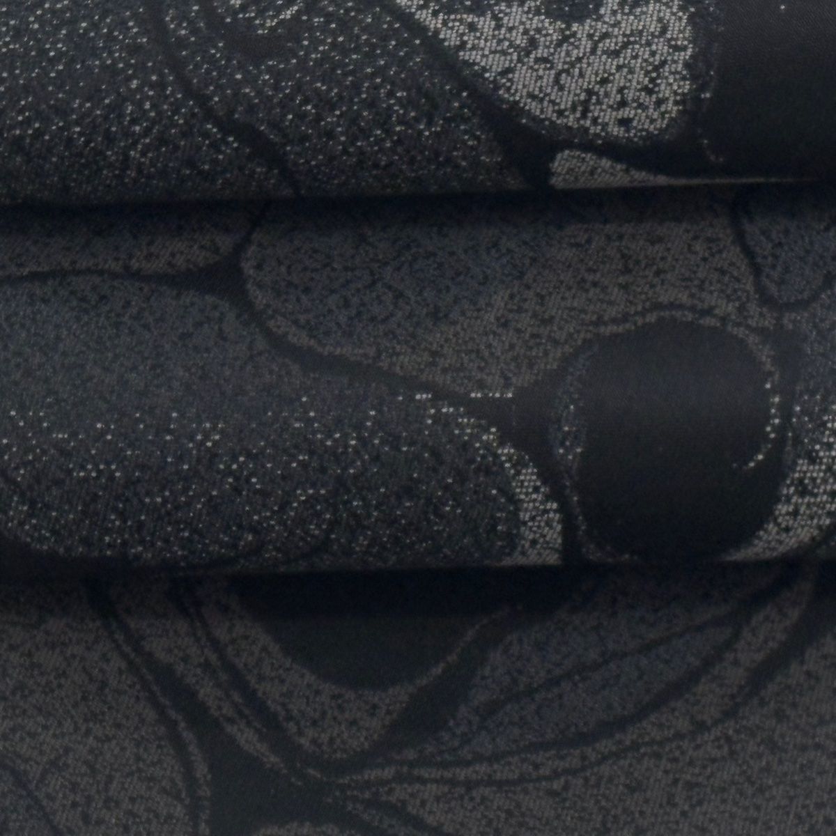  半幅帯 リバーシブル 幾何学模様 黒 正絹 半巾 半幅 小袋帯 帯