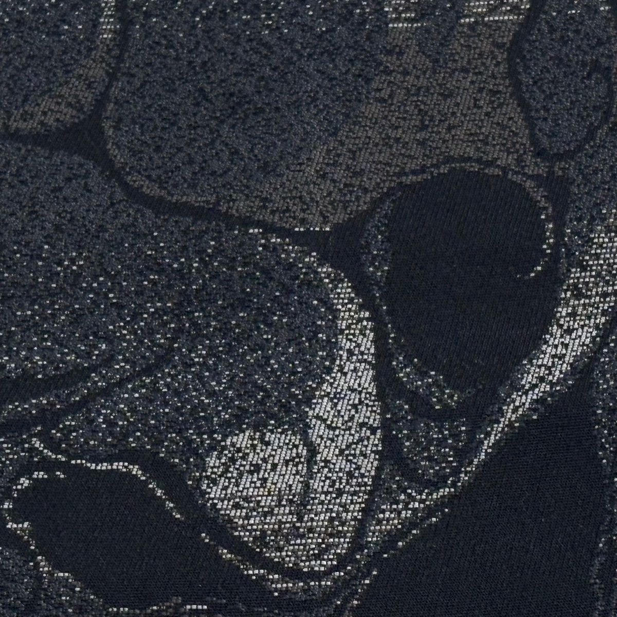 半幅帯 リバーシブル 幾何学模様 黒 正絹