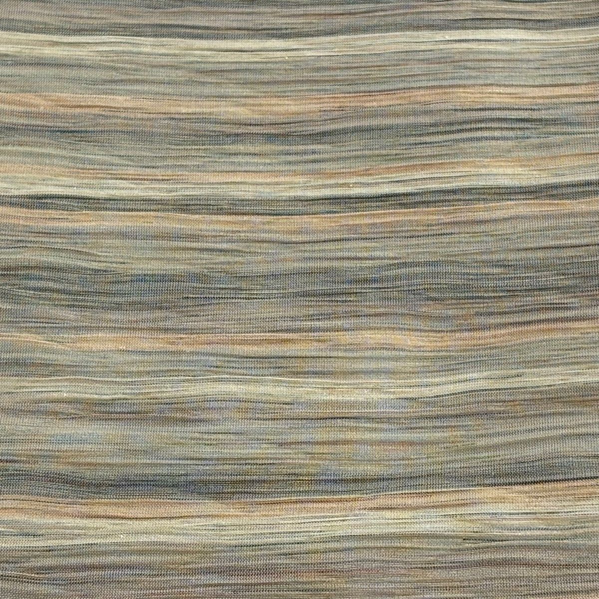 半幅帯 証紙 博多織 よろけ縞 箔 灰緑 正絹