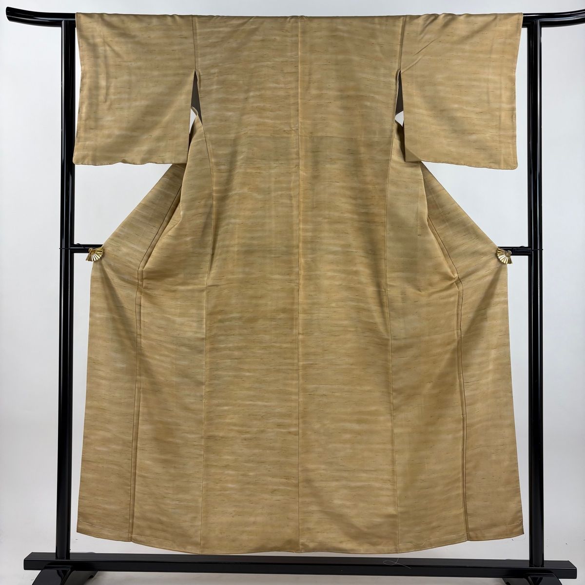 小紋 身丈155 cm 裄丈62.5 S 袷 紬地 霞 ぼかし 薄茶色 正絹 名品