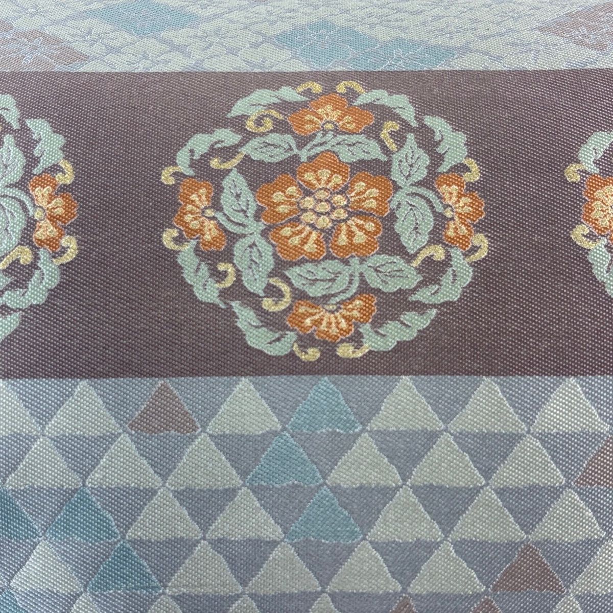 名古屋帯 華文 花菱 金糸 灰紫 正絹