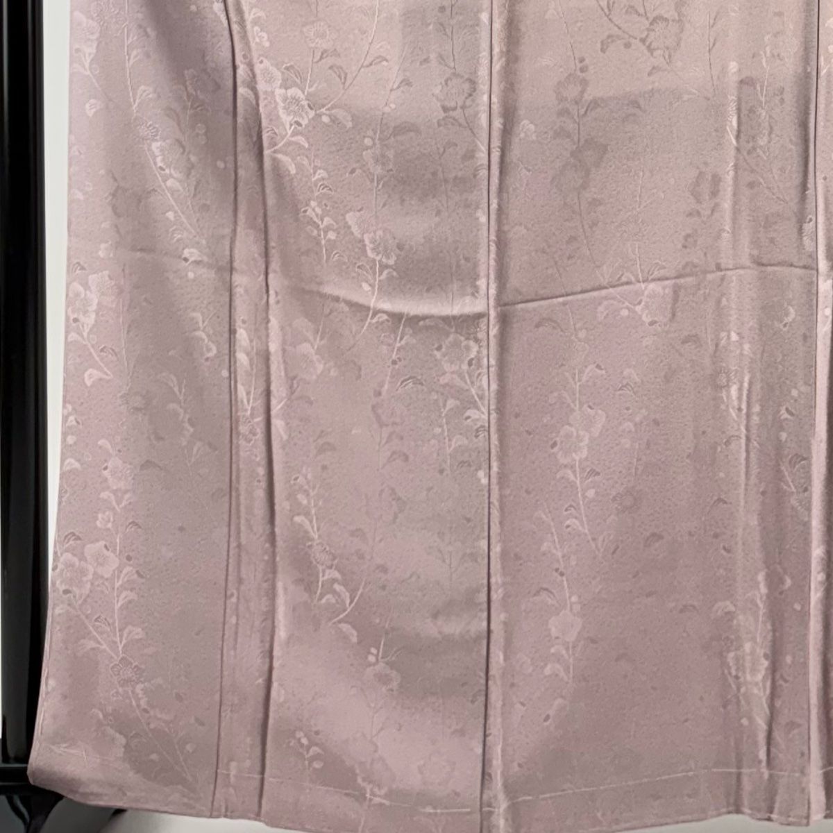 色無地 身丈164 cm 裄丈66 M 袷 地紋 灰紫 正絹 秀品 一つ紋