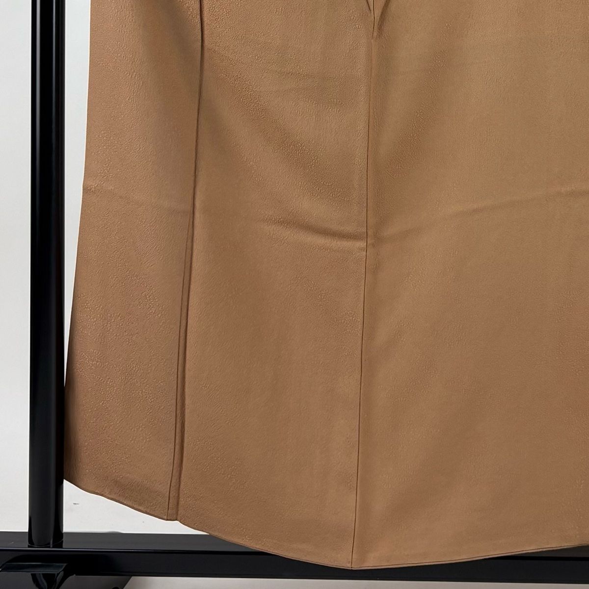 色無地 身丈157 cm 裄丈61.5 S 袷 百貫 落款 地紋 茶色 正絹 秀品