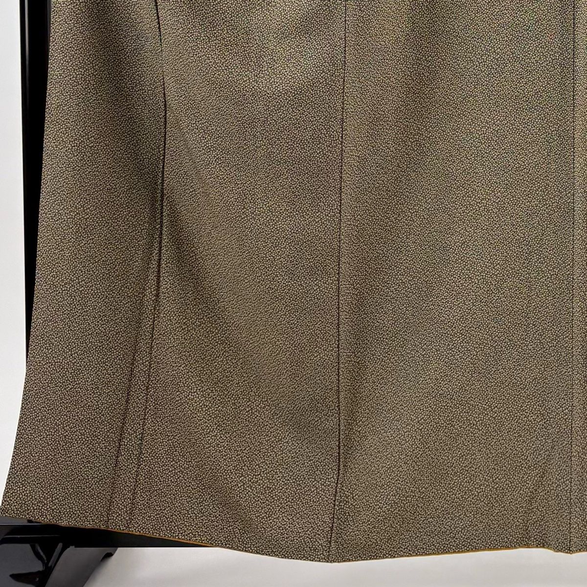 小紋 身丈160 cm 裄丈67 5 L 袷 葉柄 茶緑色 正絹 秀品