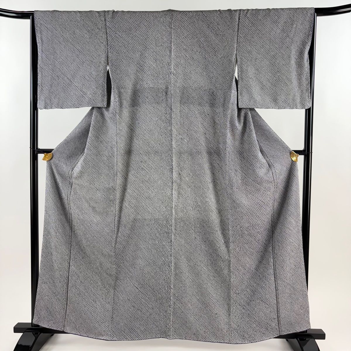 小紋 身丈161 cm 裄丈65 5 M 袷 総絞り 幾何学模様 青紫 正絹 秀品