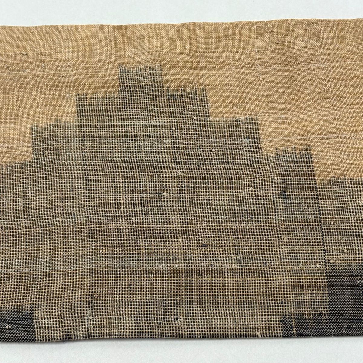 名古屋帯 逸品 落款 証紙 喜如嘉の芭蕉布 幾何学模様 ベージュ 芭蕉