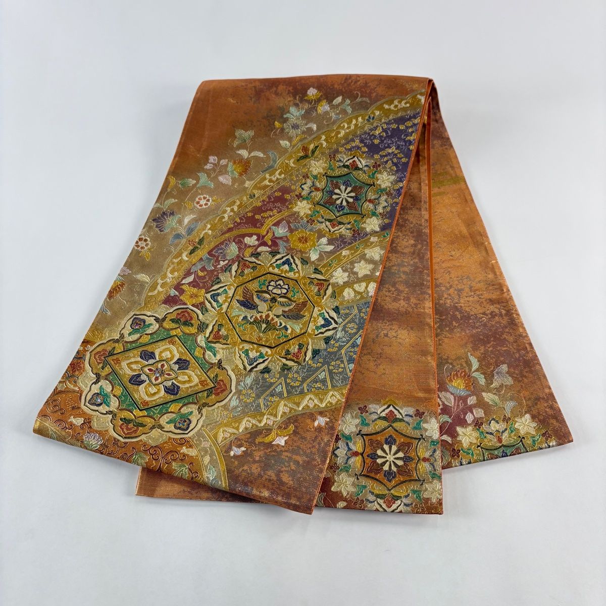 袋帯 秀品 華文 花鳥 螺鈿 金彩 金色 お太鼓柄 正絹 【中古】 - メルカリ