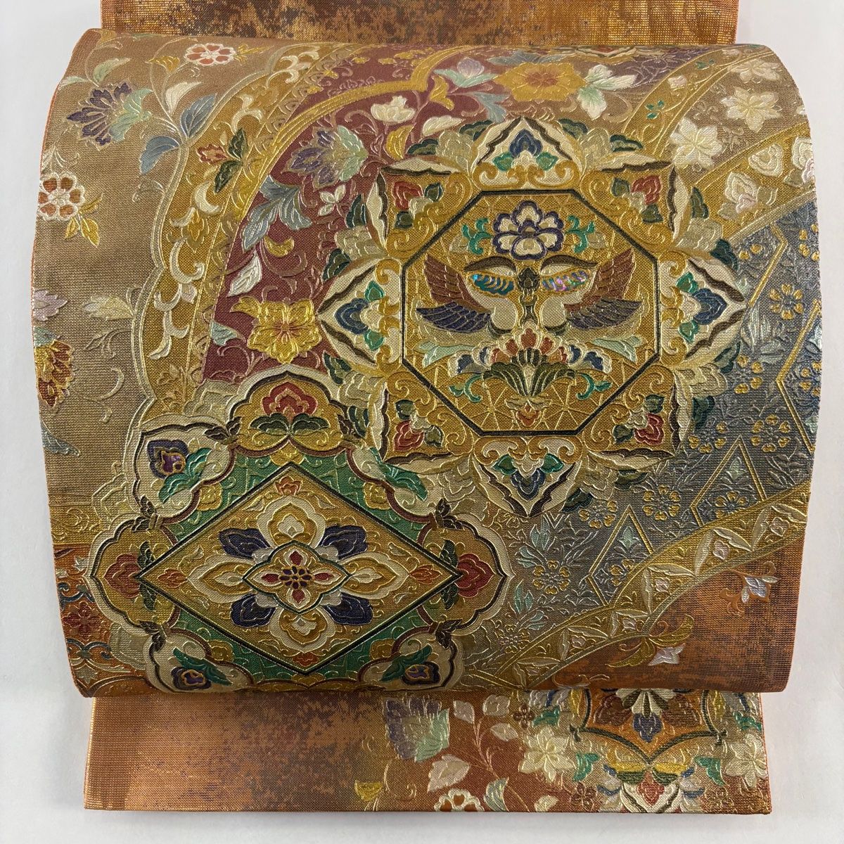 袋帯 秀品 華文 花鳥 螺鈿 金彩 金色 お太鼓柄 正絹 【中古】 - メルカリ