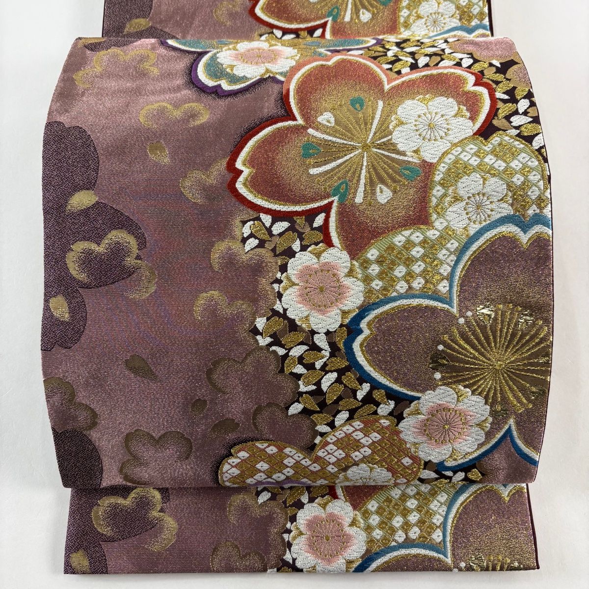 多色花柄刺繍 袋帯 袋帯 秀品 桜 花びら 刺繍 本金箔 ピンク 六通 正絹 【中古】 - メルカリ