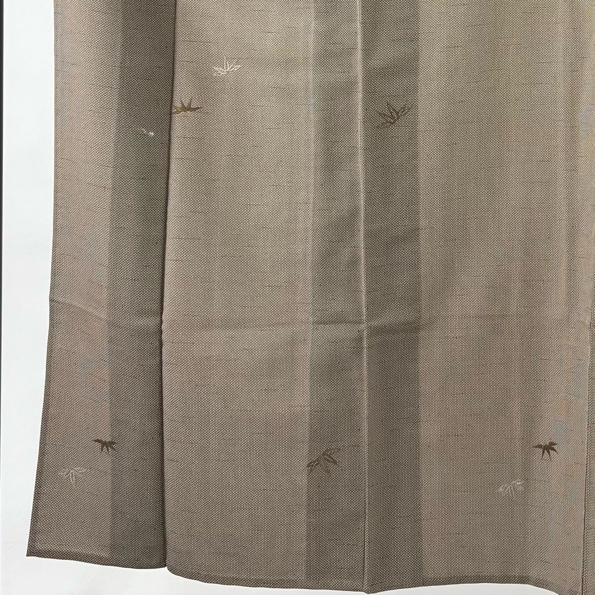 小紋 身丈151 5 cm 裄丈61 S 単衣 笹 幾何学 刺繍 灰茶 正絹 秀品