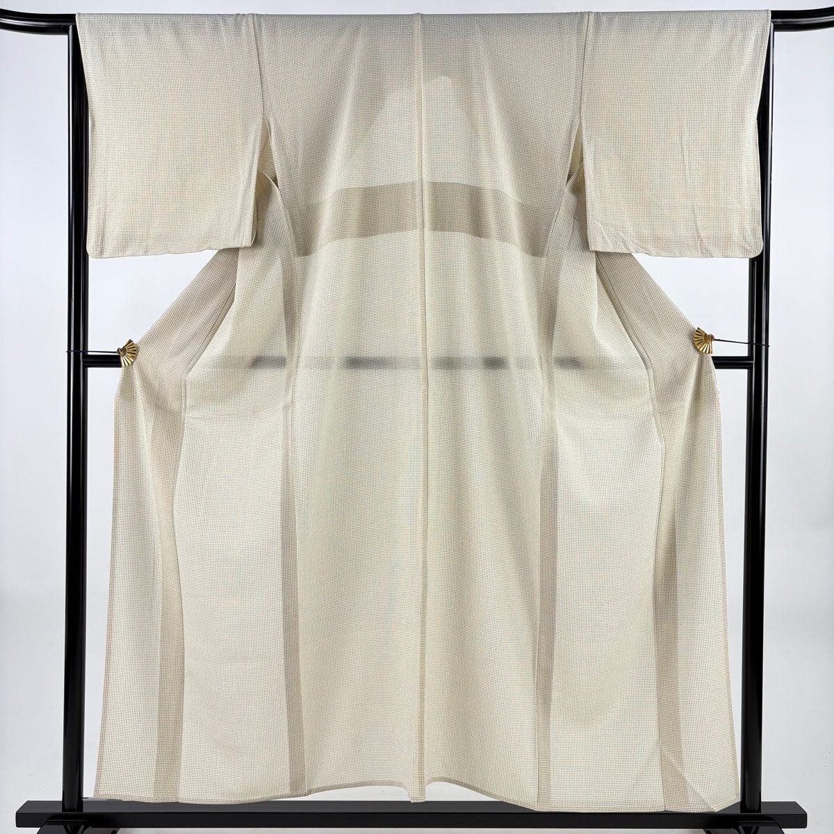 小紋 身丈155 cm 裄丈65 M 薄物 幾何学 ベージュ 正絹 秀品