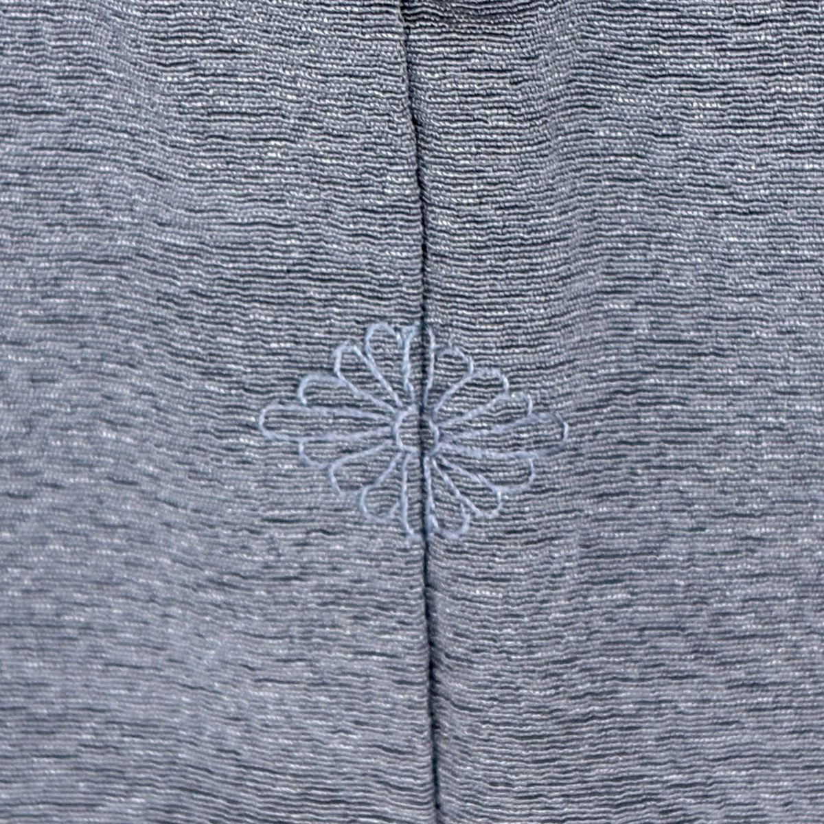 色無地 身丈161.5cm 裄丈65.5cm M 袷 草野一騎 落款 地紋 灰紫 正絹 秀