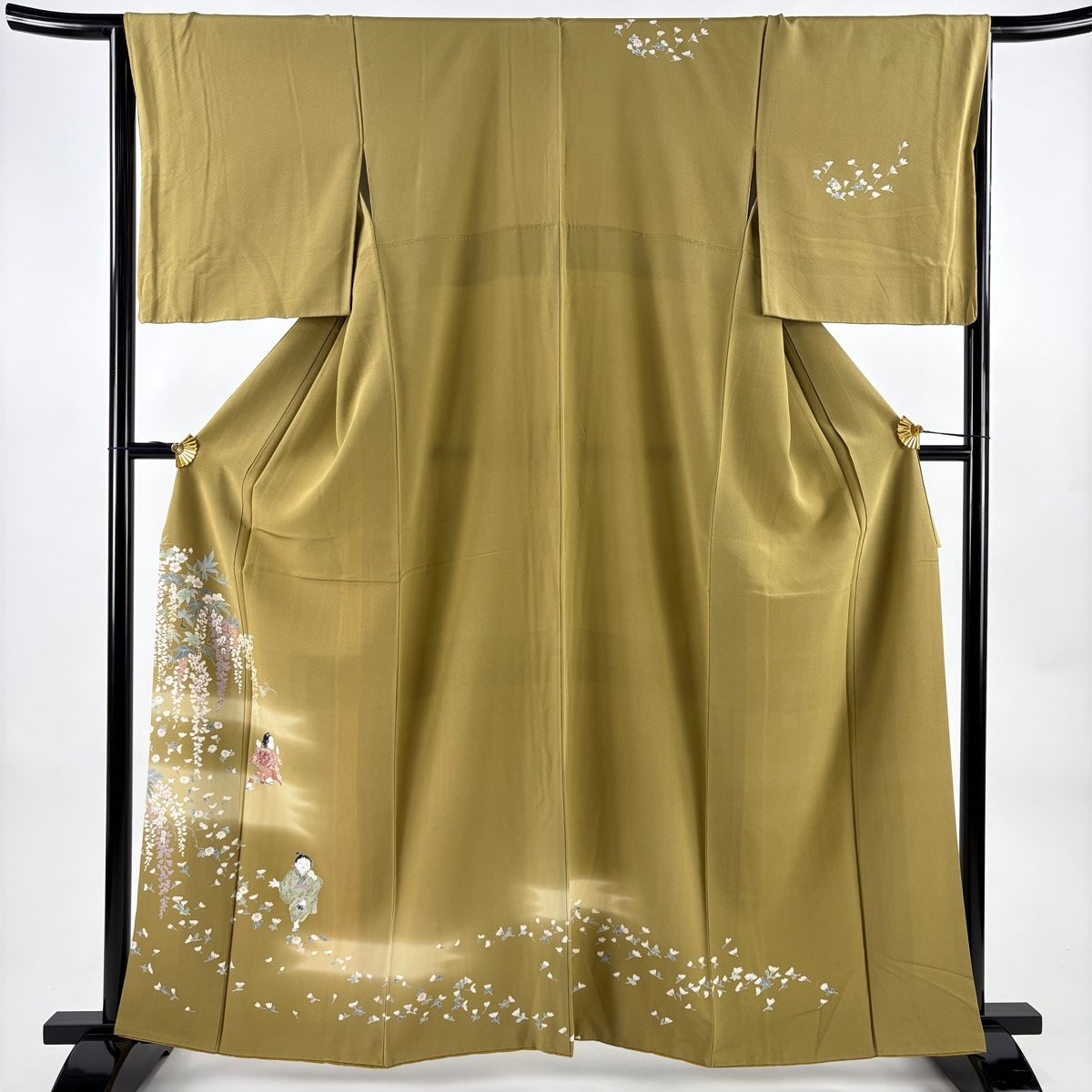 訪問着 身丈162cm 裄丈65.5cm M 袷 鈴乃屋 藤 童 ぼかし 黄土色 正絹 秀品 【】