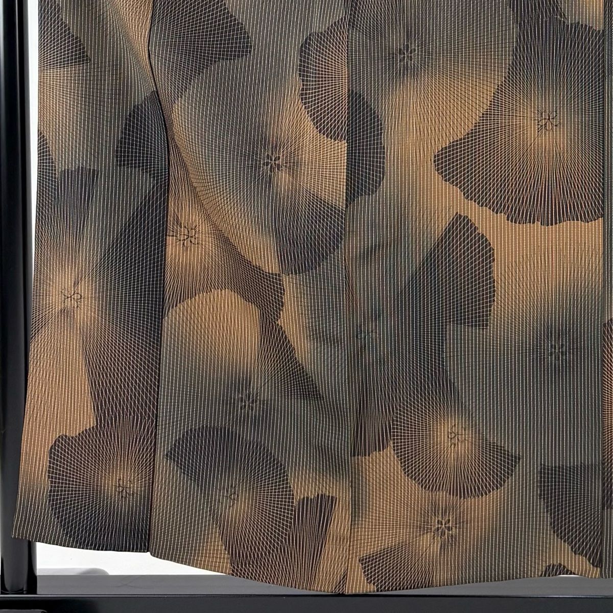 小紋 身丈157 cm 裄丈64 M 単衣 花 縞 茶緑色 正絹 秀品