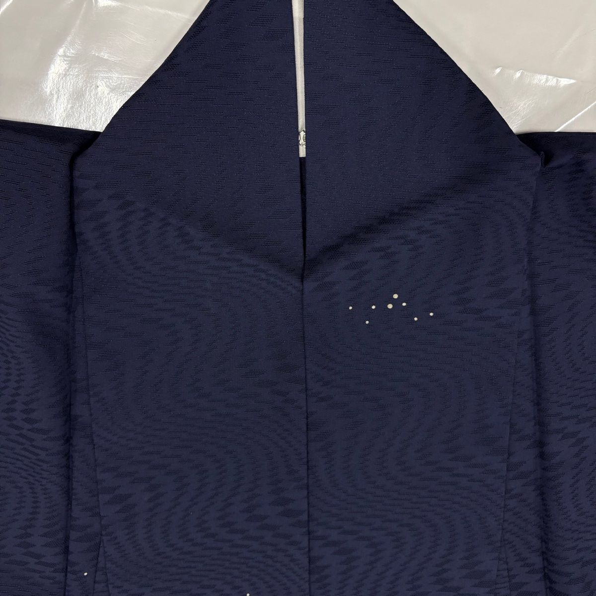  小紋 身丈155 cm 裄丈64 M 薄物 紗 流水 しぶき 紺色 正絹 秀品 小紋 着物