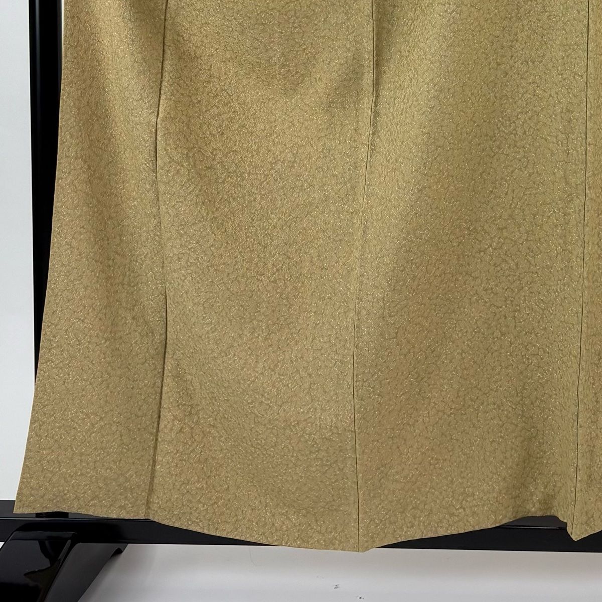 小紋 身丈160 cm 裄丈66 M 袷 小倉健 落款 幾何学模様 山吹茶色 正絹 秀品 一つ紋