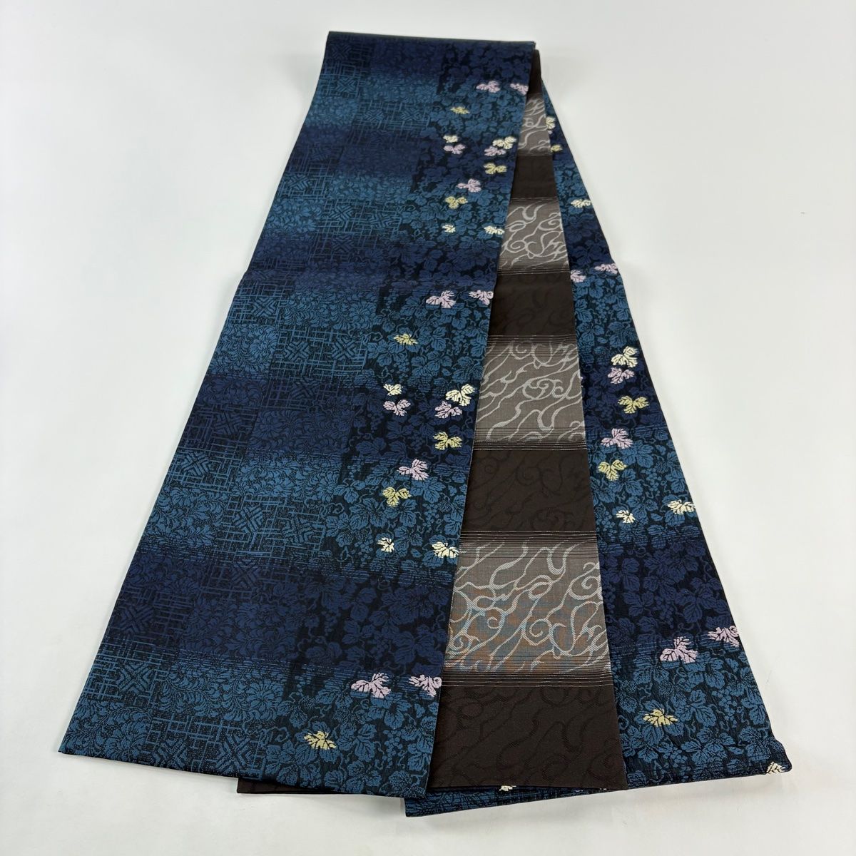 正絹 全通袋帯【花唐草 ブルー】 No.1767 正絹 全通袋帯【花唐草 ブルー】 No.1767