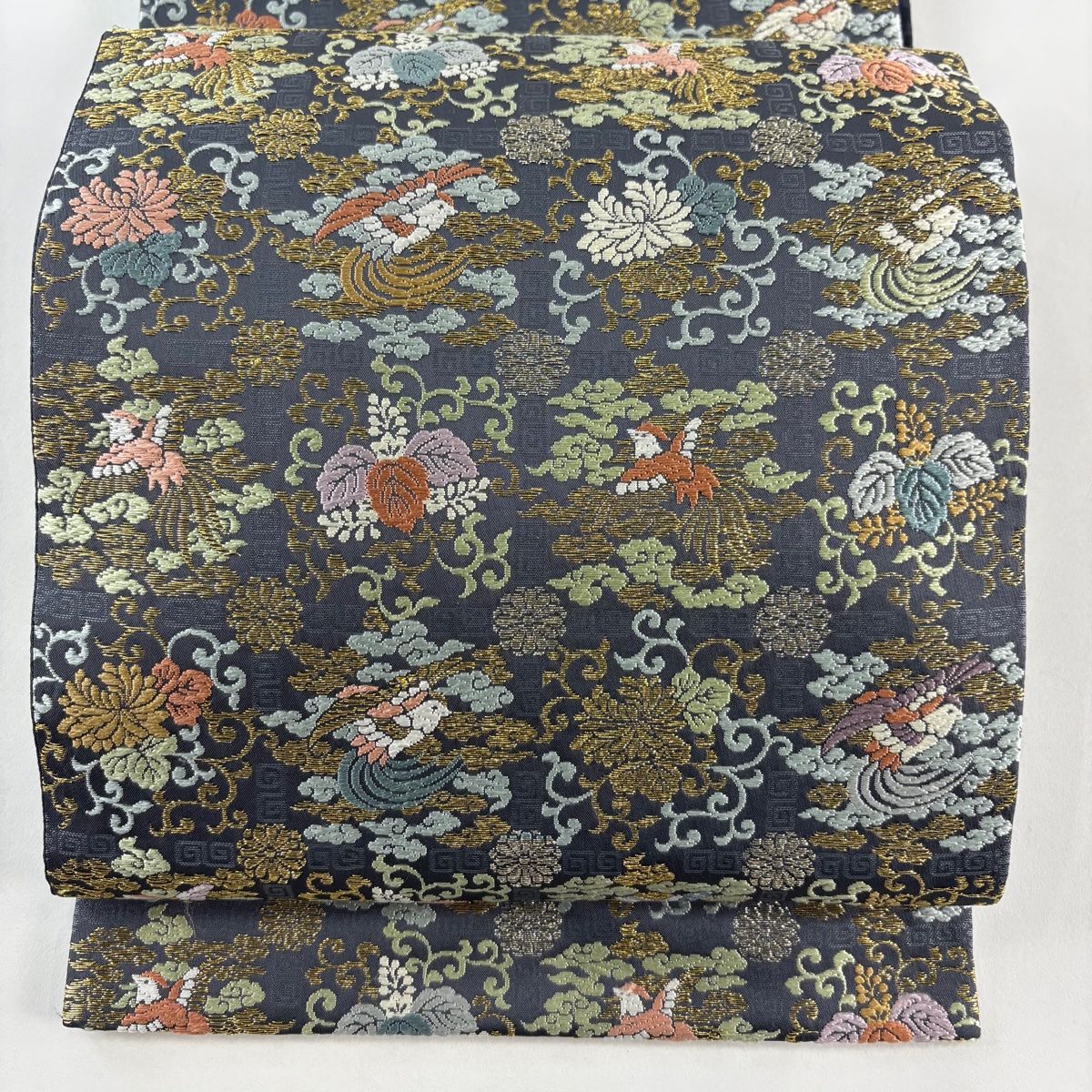 袋帯 440cm 正絹 銀糸 紫 帯 唐織 六通柄袋帯 美品 名品 箔 袋帯 440cm 正絹 銀糸 紫 帯 唐織 六通柄袋帯 美品 名品 箔
