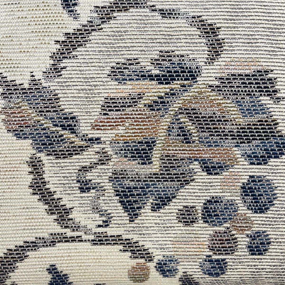 美品】 袋帯 名品 灰汁発酵建本藍染 葡萄唐草 金銀糸 灰白 六通 正絹