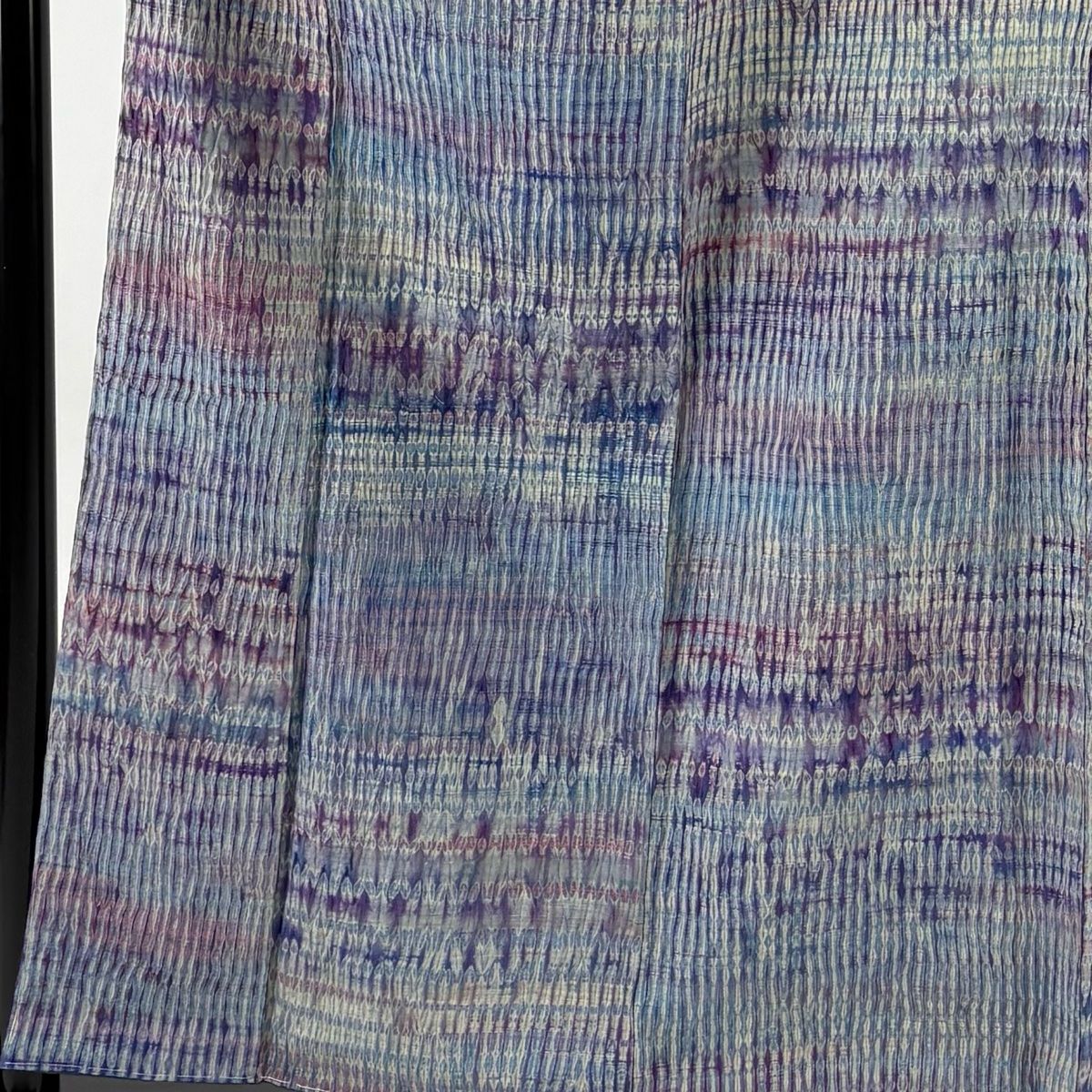 小紋 身丈160 cm 裄丈63.5 S 袷 幾何学模様 絞り 紬地 青紫 正絹