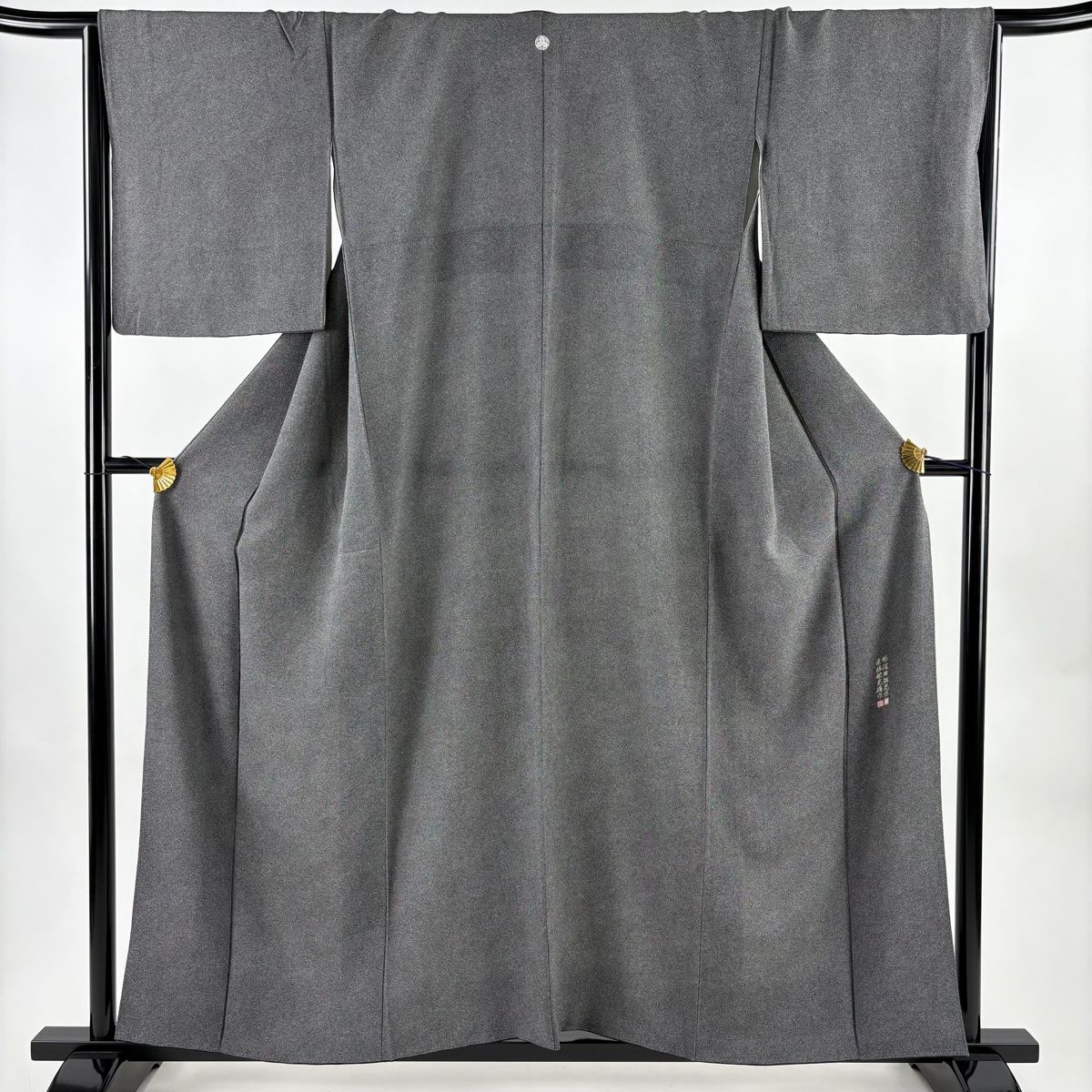 美品】 江戸小紋 身丈157cm 裄丈66.5cm M 袷 落款 鮫柄 黒灰 正絹 名品