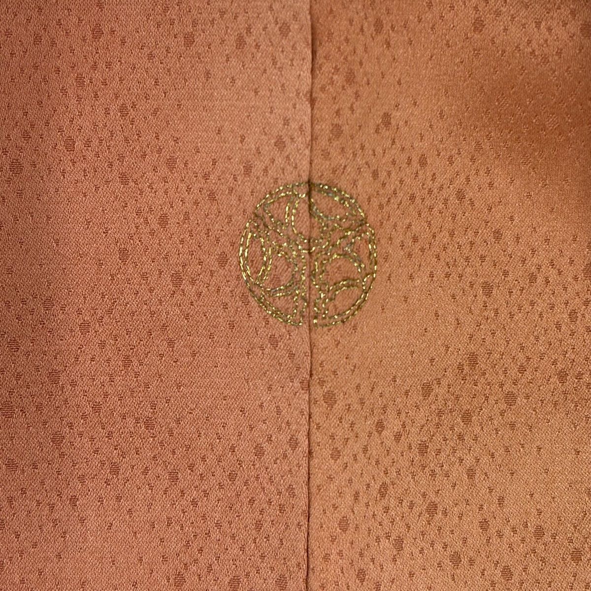  付下げ 身丈170 cm 裄丈67 5 L 袷 人間国宝 福田喜重 落款 扇面 組紐 金糸 刺繍 オレンジ 正絹 一つ紋 訪問着 付け下げ 着物