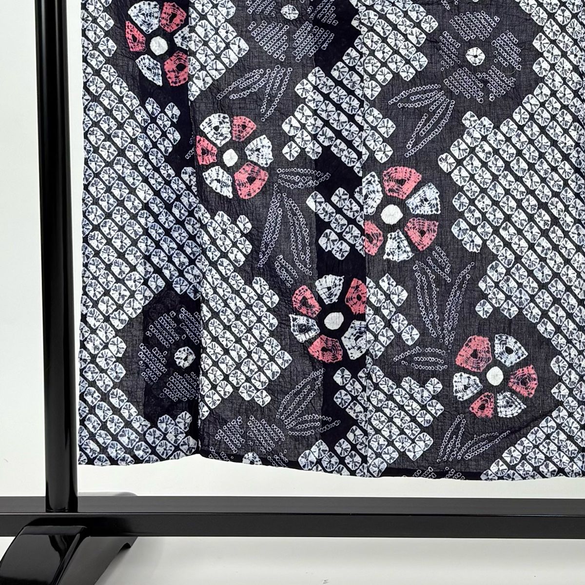 浴衣 身丈157 cm 裄丈60.5 S 絞り浴衣 草花 幾何学 紺色 綿