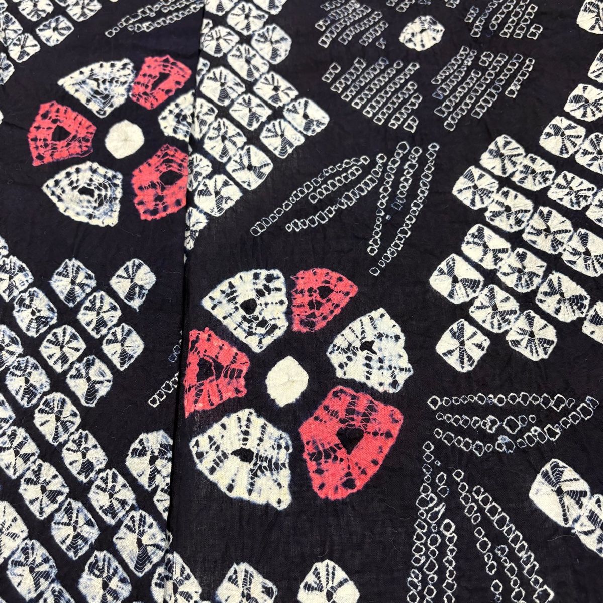  浴衣 身丈157 cm 裄丈60.5 S 絞り浴衣 草花 幾何学 紺色 綿 浴衣単品 浴衣