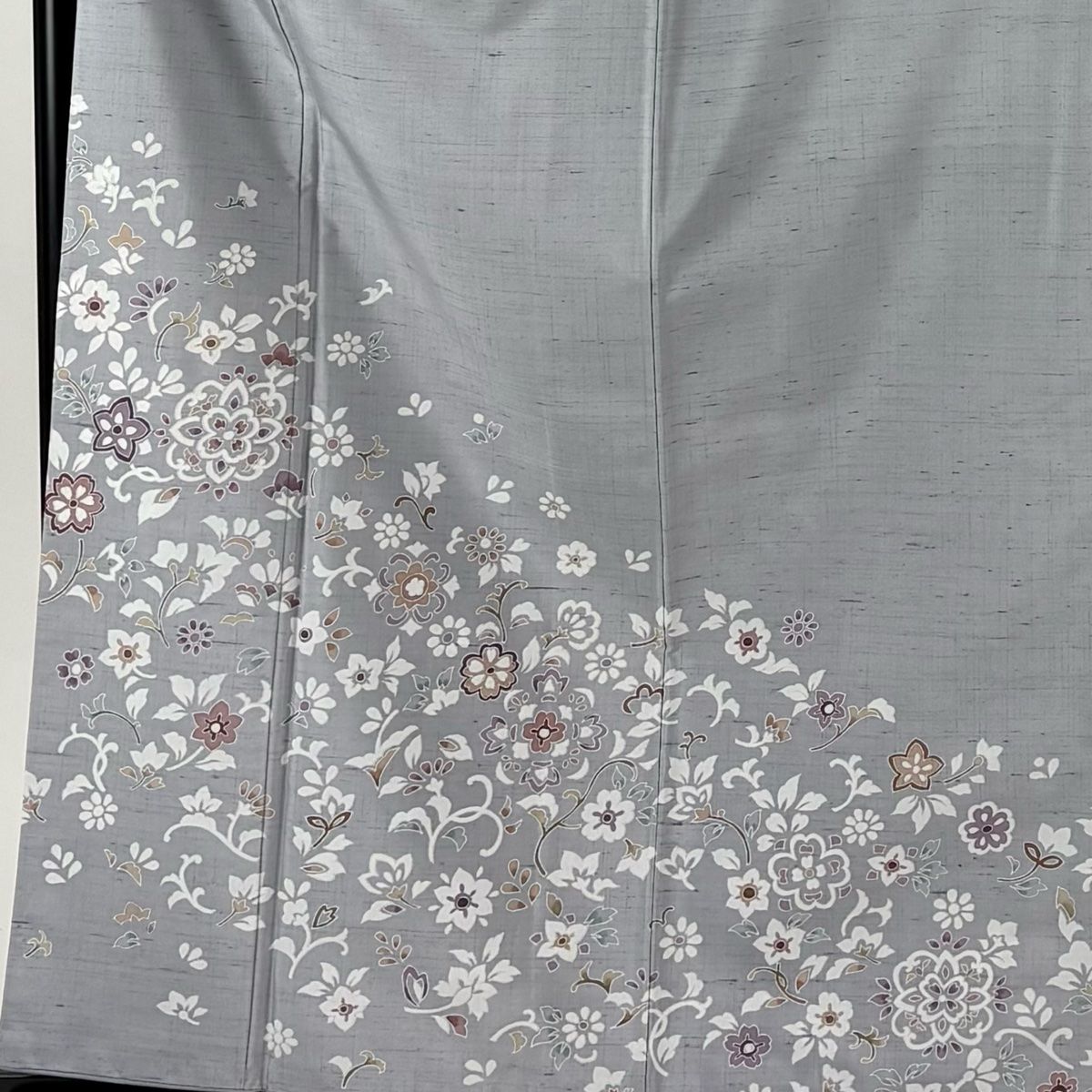 付下げ 身丈162 cm 裄丈65.5 M 袷 紬地 華文 草花 灰紫 正絹