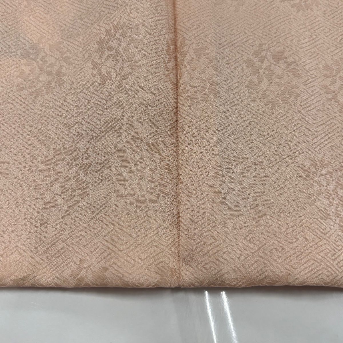  訪問着 身丈161 cm 裄丈66 M 袷 雪輪 草花 金糸 金彩 薄ピンク 正絹 訪問着 付け下げ 着物