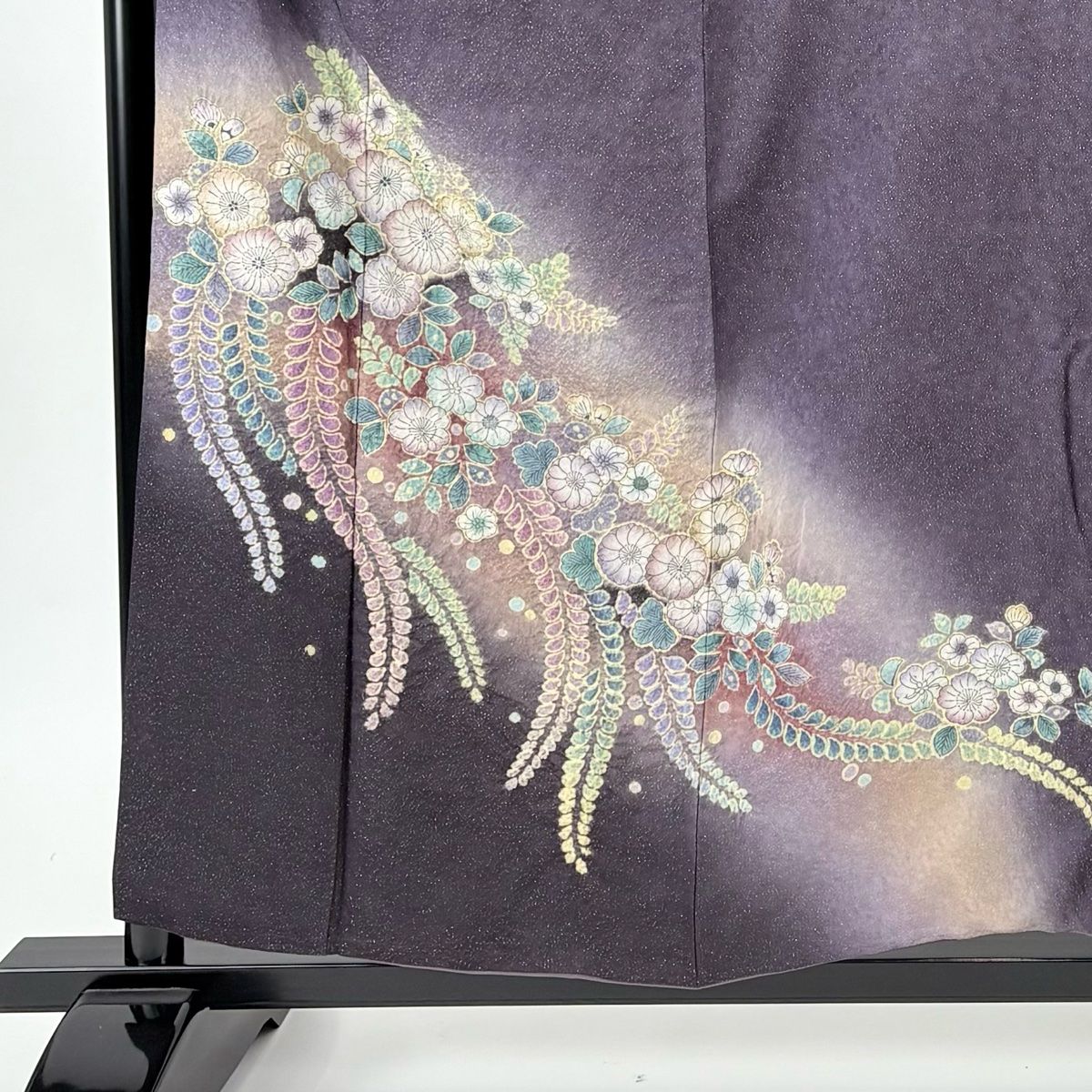 訪問着 身丈158 cm 裄丈62 S 袷 落款 辻が花柄 金通し ぼかし 灰紫 正絹