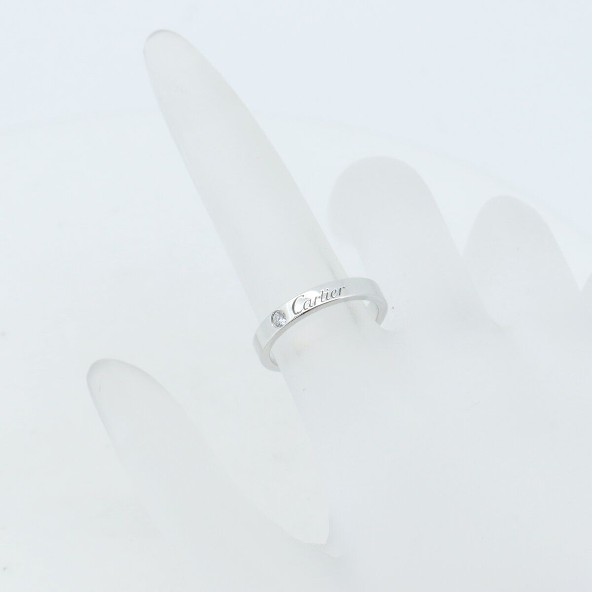 カルティエ エングレーブド ダイヤモンド リング 指輪 9号 Pt950