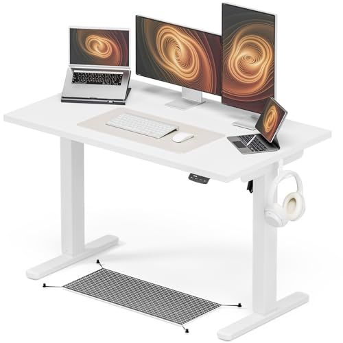 電動昇降デスク昇降式 上下昇降スタンディングデスク幅120 cm 耐荷重80 kg 天板ケーブルラック配線隠し高さ調整 静音 収納フック付き 机 作業机 テレワークナチュラル木目調p 112052 f 4