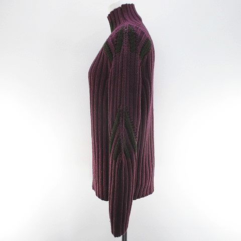 エトロ ETRO 長袖 ニット セーター M 紫系 パープル ハイネック 伸縮性