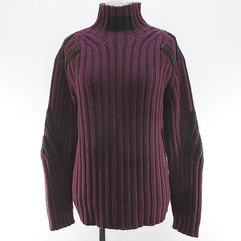 エトロ ETRO 長袖 ニット セーター M 紫系 パープル ハイネック 伸縮性