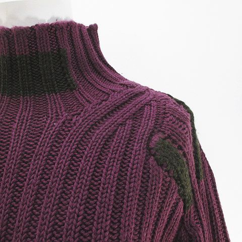 エトロ ETRO 長袖 ニット セーター M 紫系 パープル ハイネック 伸縮性