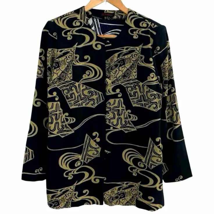 詩仙堂 BY HITOSHI 和柄 ノーカラージャケット ちりめん - メルカリ