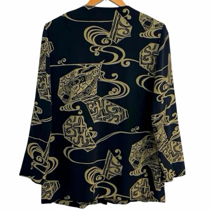 詩仙堂 BY HITOSHI 和柄 ノーカラージャケット ちりめん - メルカリ