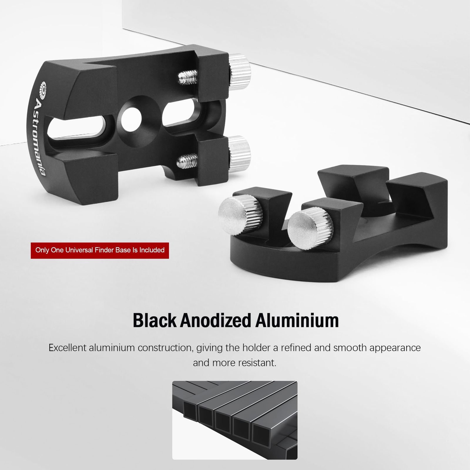 Astromania ユニバーサル クイックリリース ファインダー シューベース Schmidt Cassegrains その他の望遠鏡用 直径130 400 mm MQR III IV Witty OneとVブラケット用 ブラック