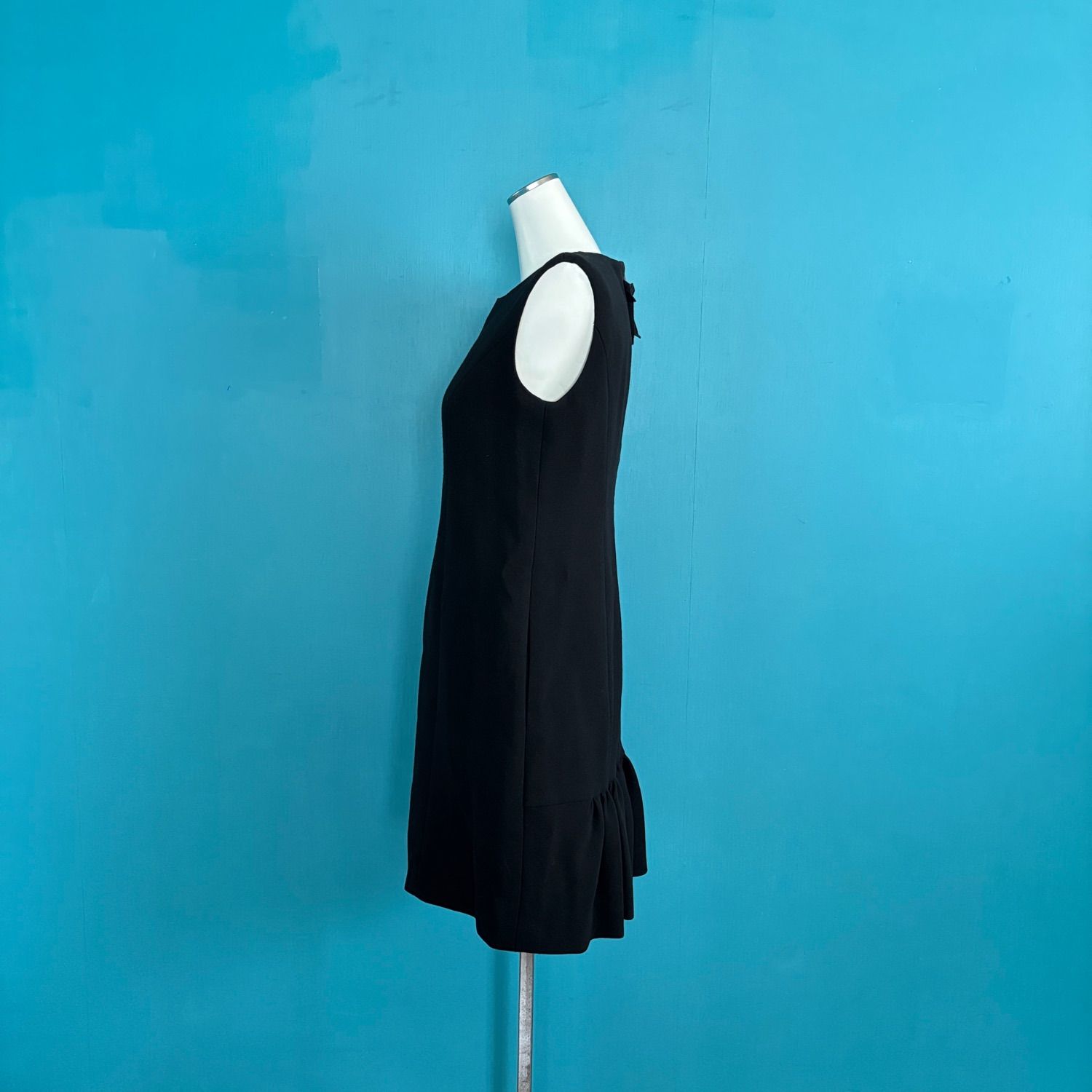 1178 FOXEY フォクシー ウールワンピース 38 黒バックリボン フリル