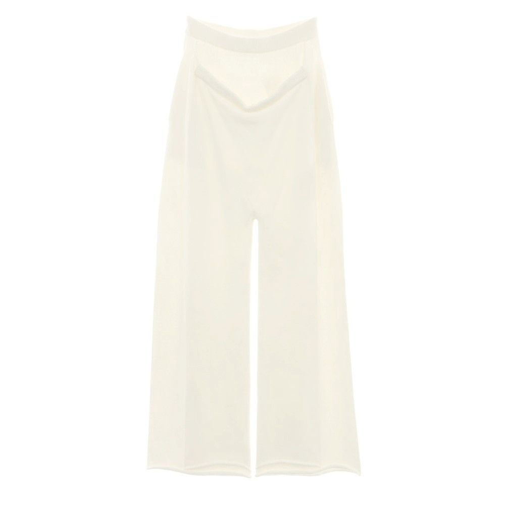 イッセイミヤケ ISSEY MIYAKE 春夏 コットン系 ニット イージーパンツ ホワイト サイズ表記なし L位 レディース