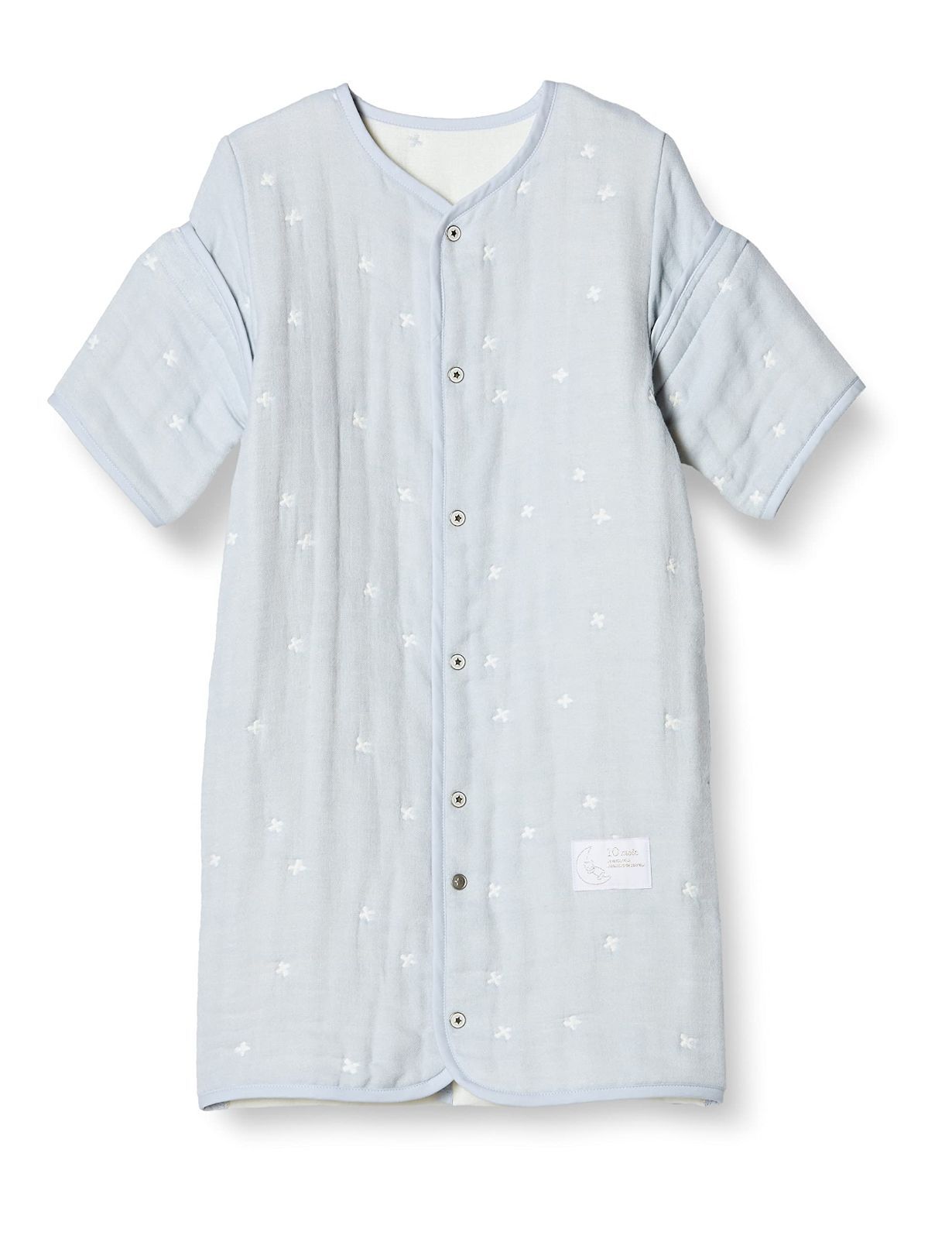 24時間以内発送 6 wayスリーパー ふくふくガーゼ 6重ガーゼ パウダーブルー 10 mois ディモワ